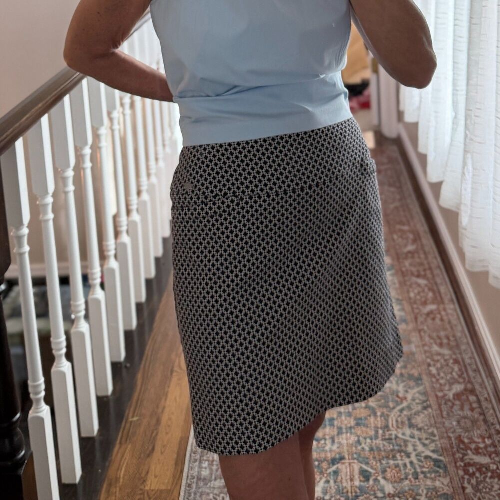 Preppy Black White Patterned Skort, Golf Tennis Country Club Style